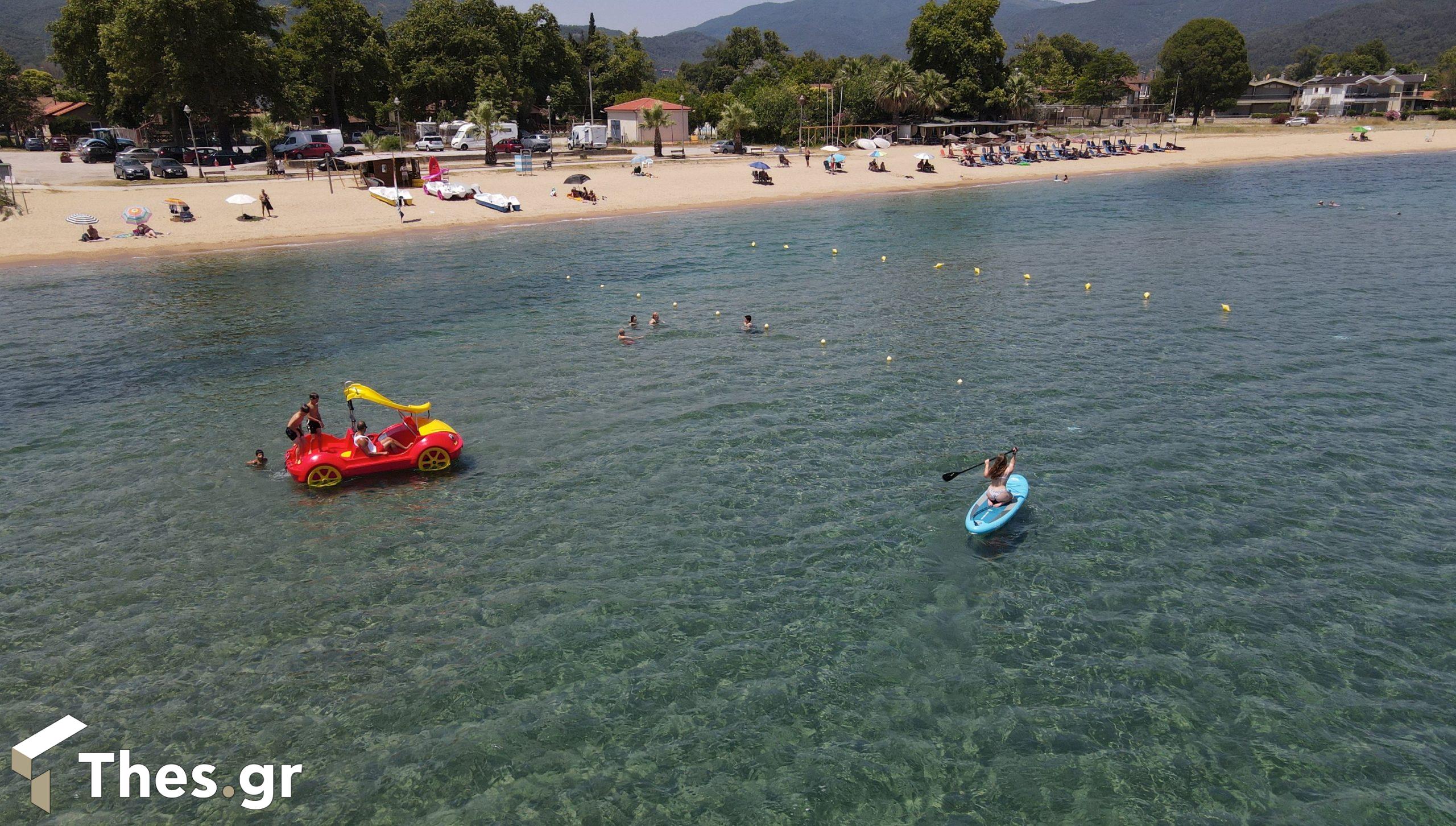Ολυμπιάδα χωριό Χαλκιδική καλοκαίρι διακοπές παραλία μπάνιο Olympiada Chalkidiki Summer drone από ψηλά