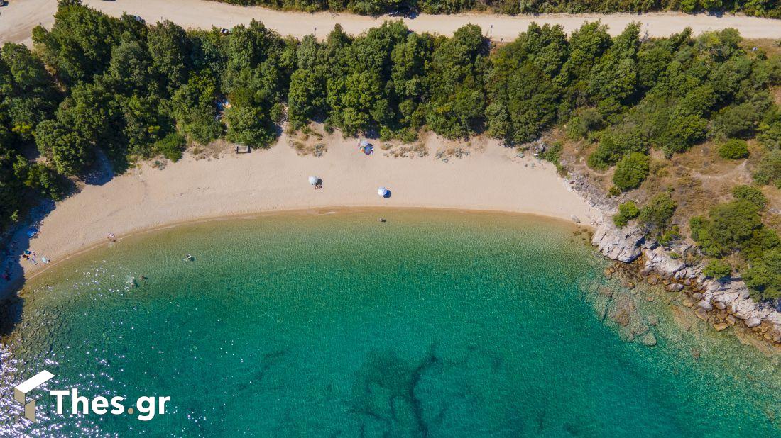 Παραλία Συκιά Ολυμπιάδα Χαλκιδική θάλασσα μπάνιο καλοκαίρι διακοπές Beach Chalkidiki Olympiada Sykia drone